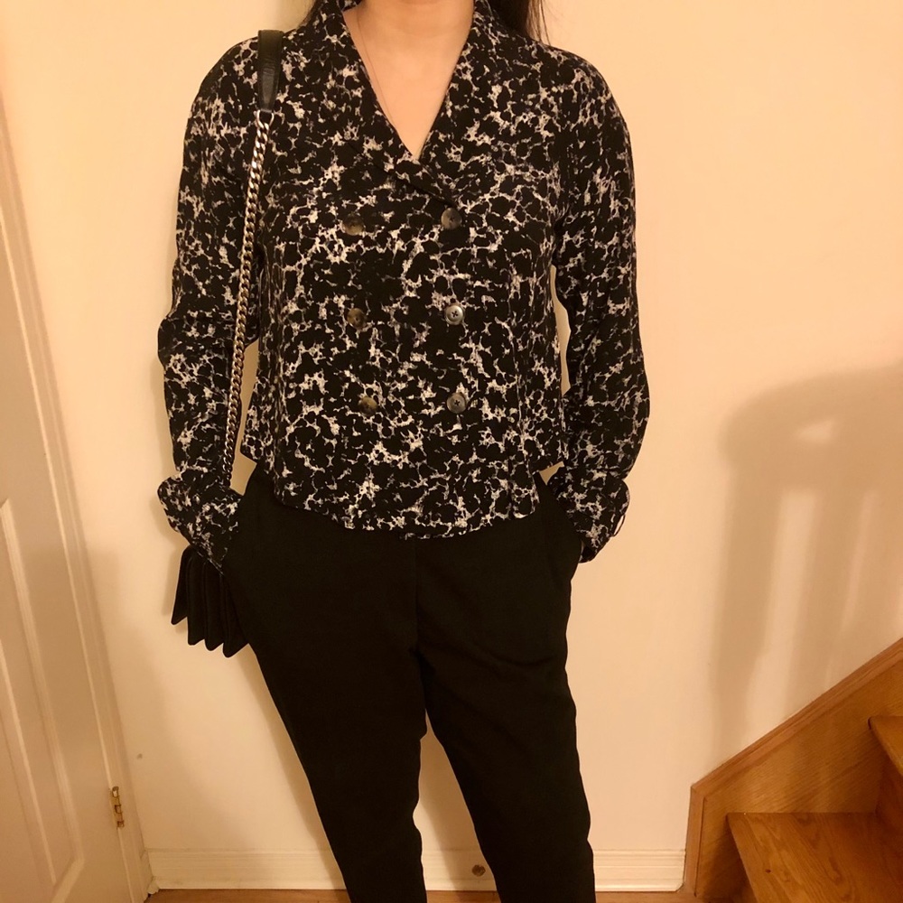 Auth Alexander Wang Printed Button-Up Silk Blazer US 4